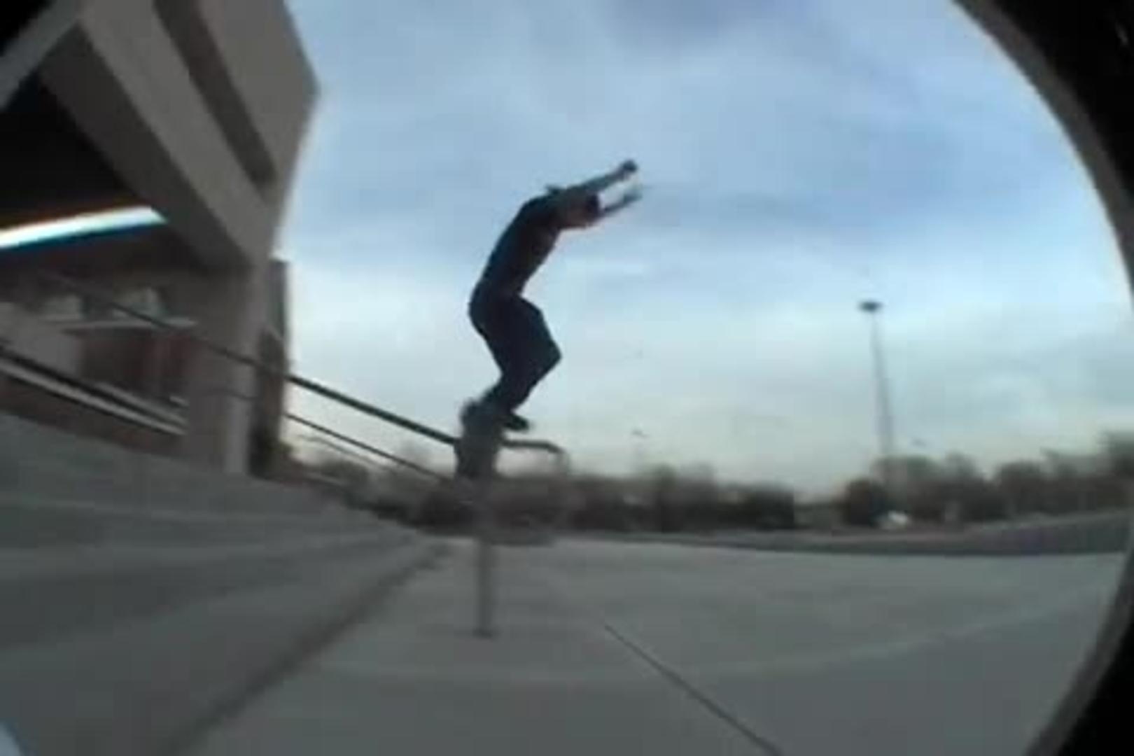 Skateboarder Crashes into Rail Jukin Media Inc