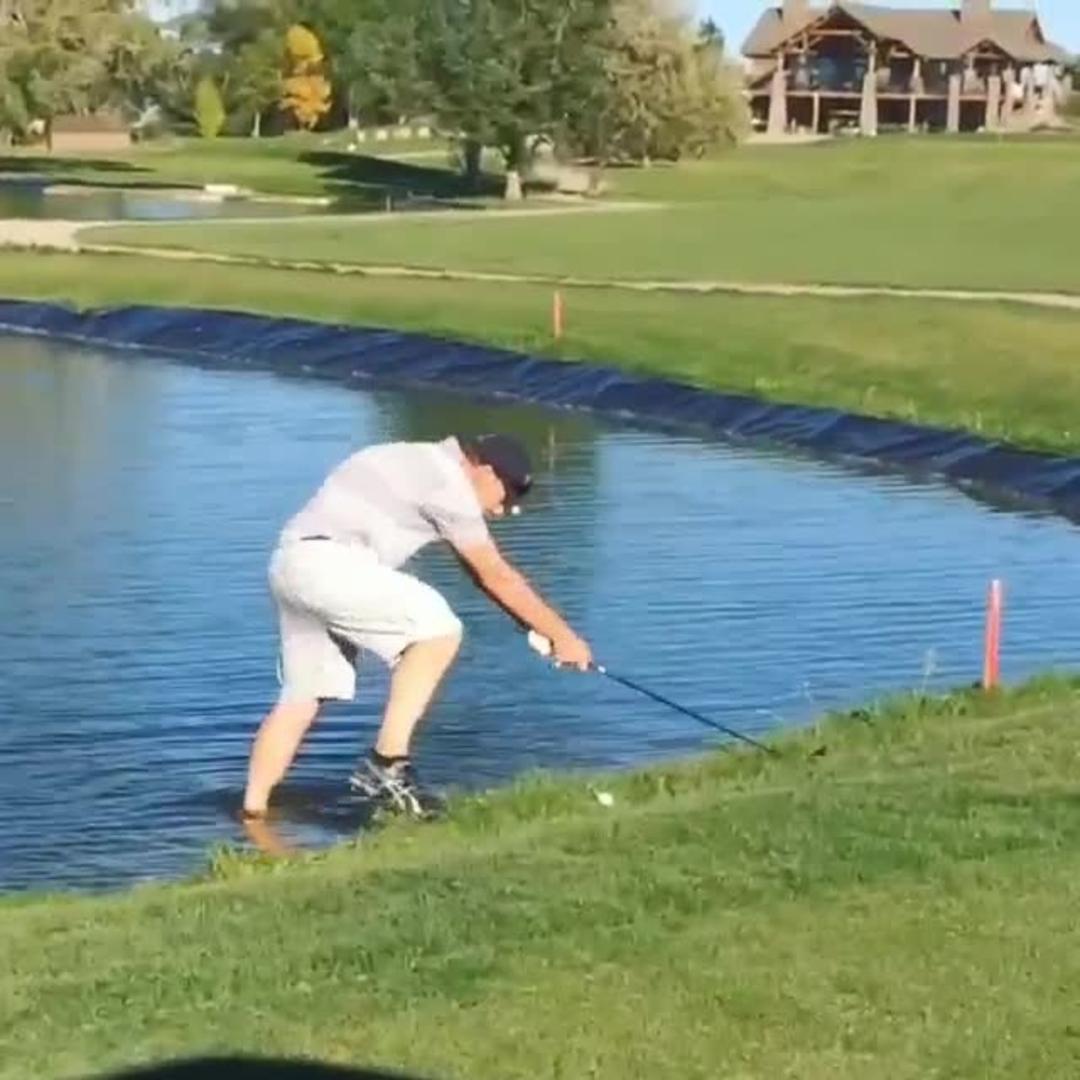 Golfer Falls into Lake Jukin Media Inc