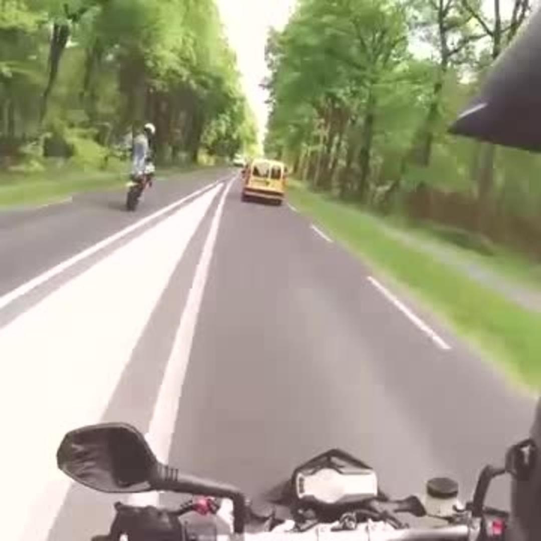Motorcycle Wheelie Nearly Hits Bus Jukin Licensing