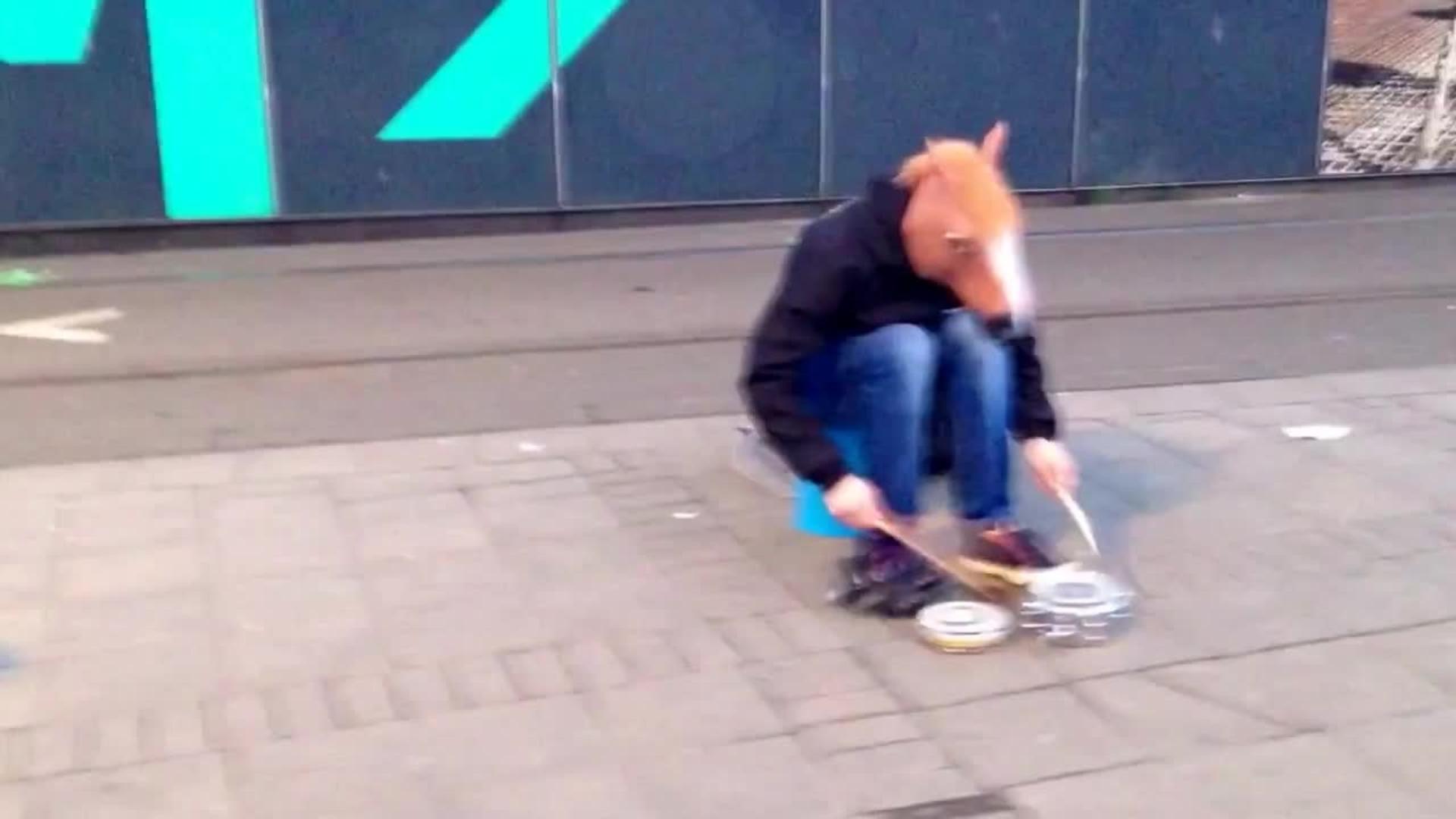 Horse Mask Sidewalk Drummer Jukin Licensing