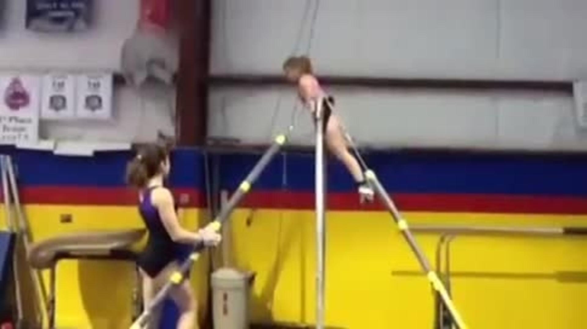 Female Gymnast Hits Butt on Bar Jukin Media Inc
