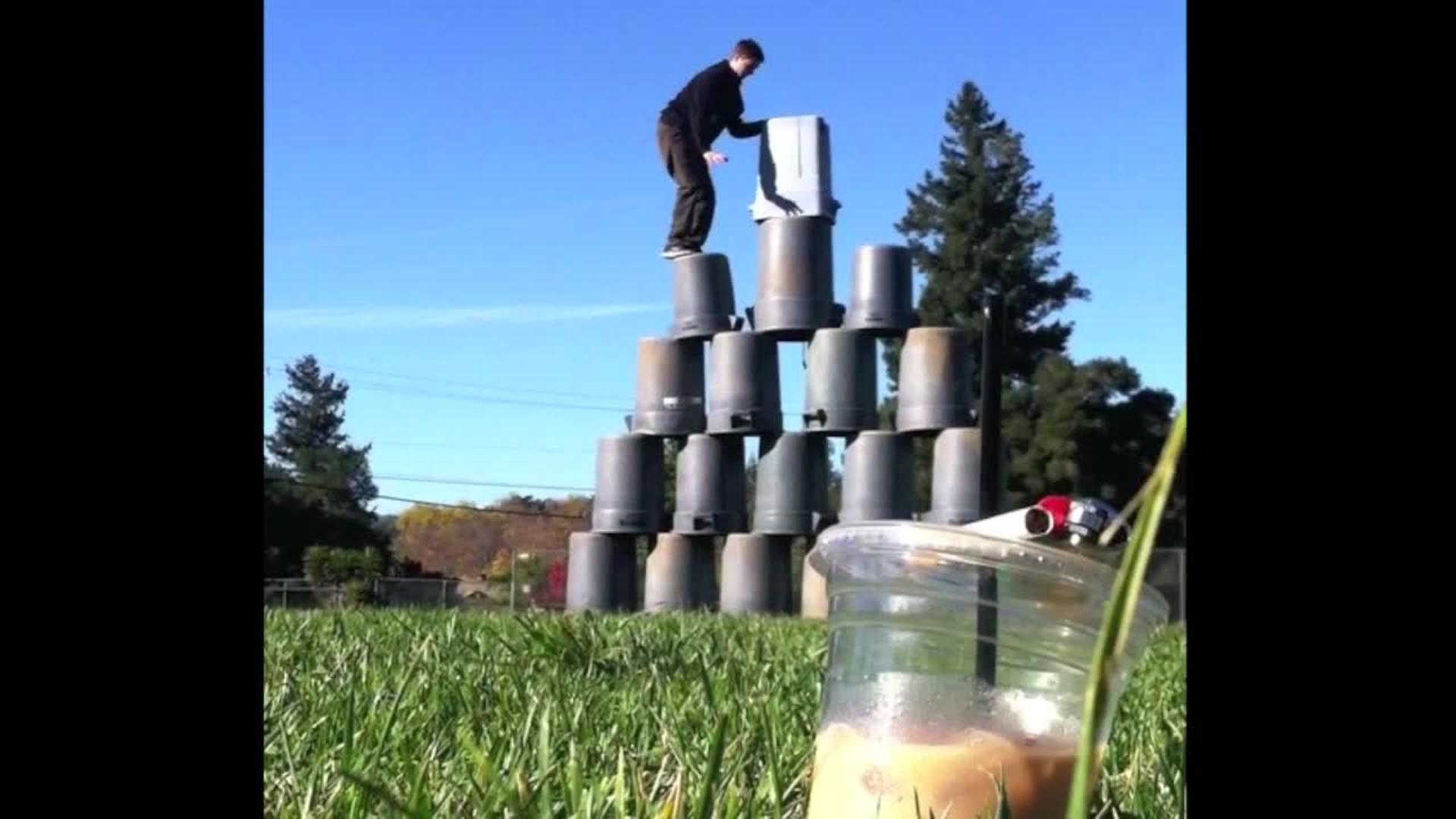 Guy Fails Jumping off Trash Can into Pool Jukin Media Inc