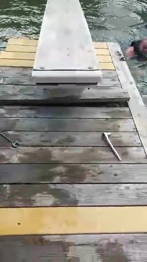 Homemade Diving Board Immediately Snaps Under Guy's Weight Jukin