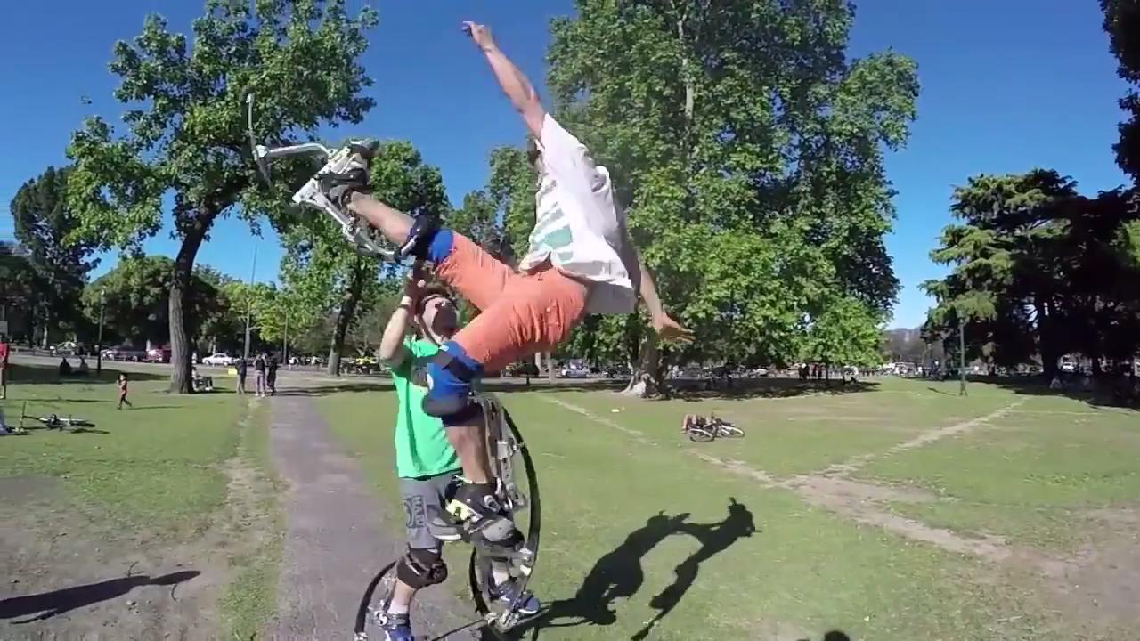 Guy Backflips Around the World on Jumping Stilts Jukin Media Inc