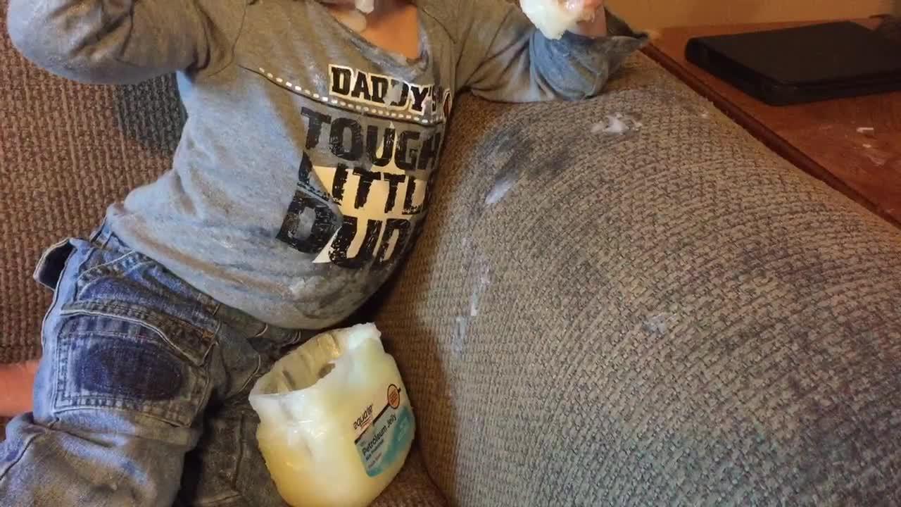 Little Boy Covers Arms in Peanut Butter Jukin Media Inc