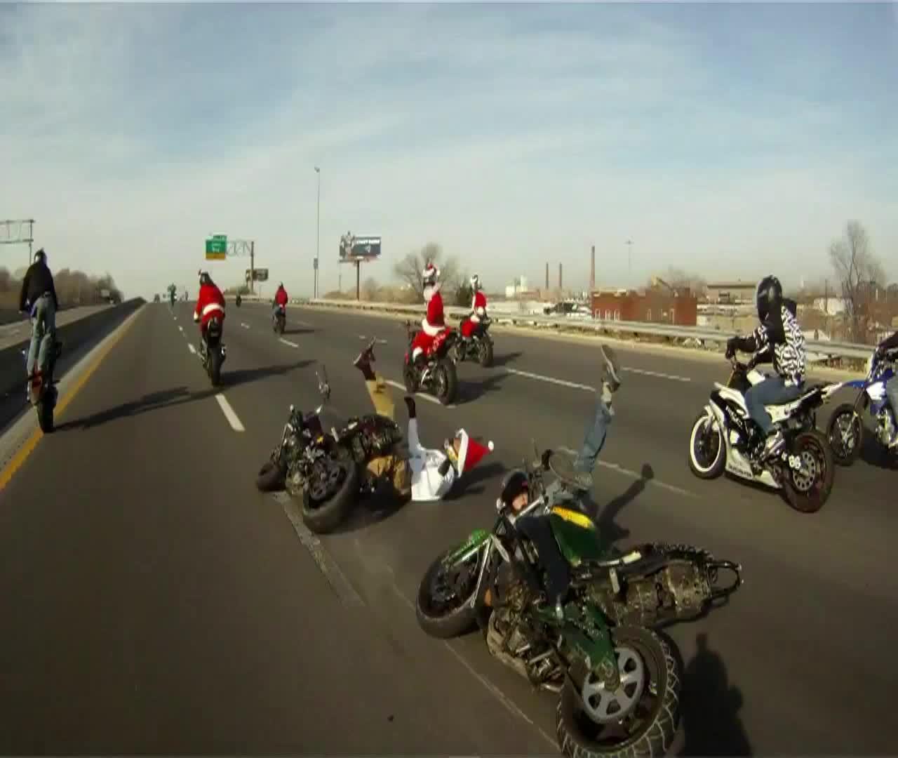 Motorcycle Rider Hits Other Biker during Wheelie Stunt Jukin Licensing