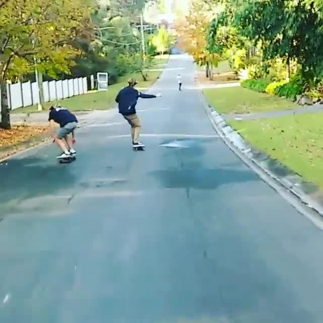 Group of People Skateboarding in Queue Crash Into Each Other and Get