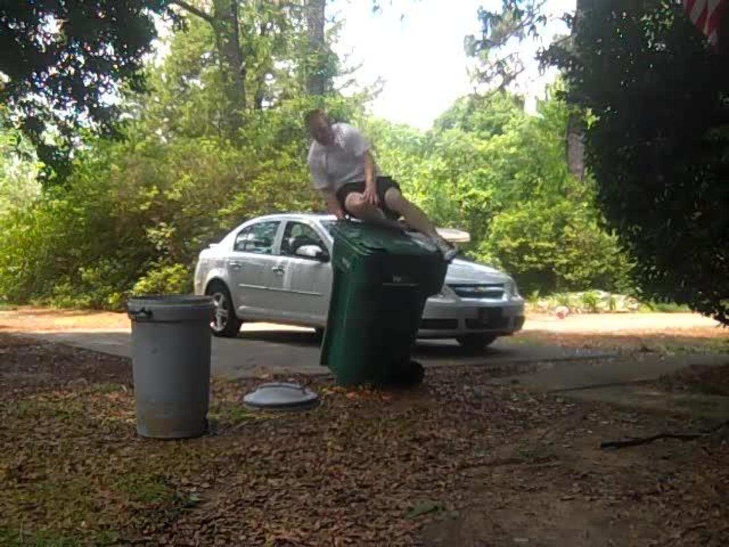 Guy Tries to Jump over Three Trash Cans Jukin Media Inc