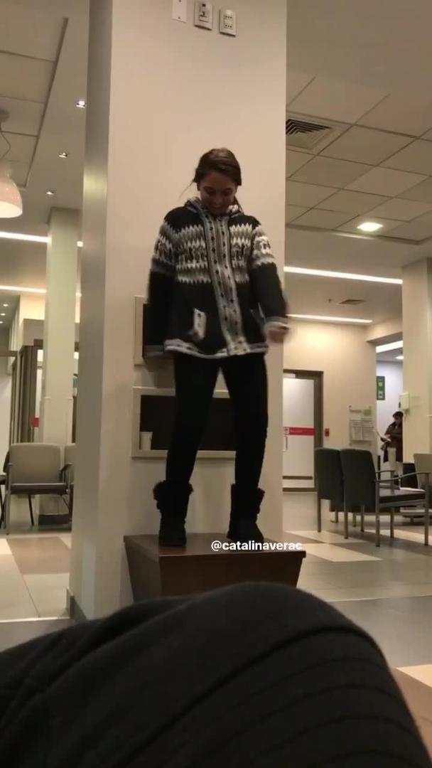 Girl Falls Down While Dancing on Table in Waiting Room Jukin Licensing