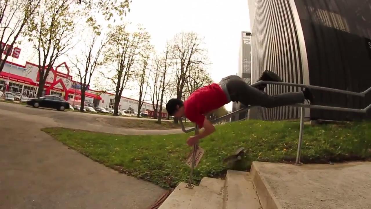 Guy Slips From Skateboard and Hits Crotch Between Bench's Leg Jukin