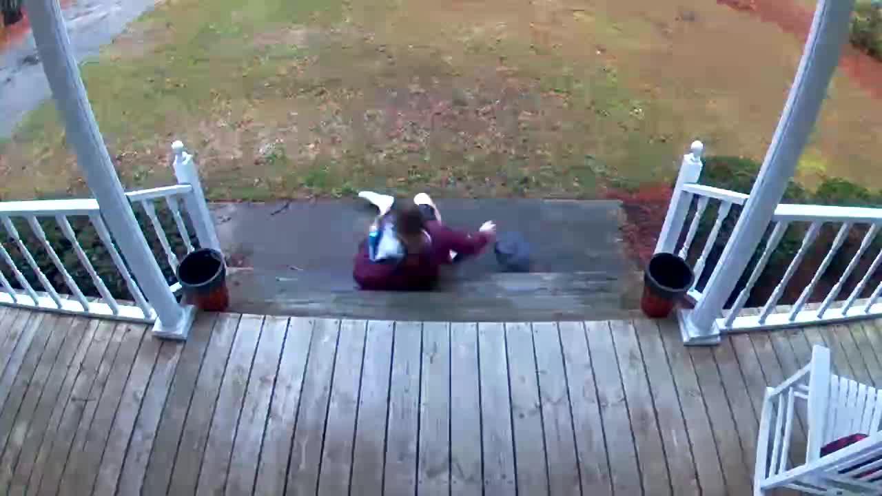 Guy Dramatically Slips on Wet Porch Steps Jukin Media Inc