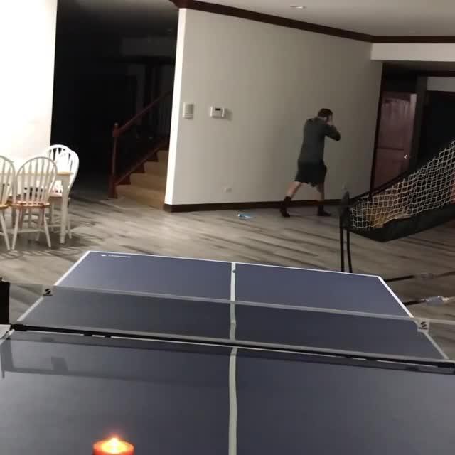 Guy Blows Out Candle With Ping Pong Ball After Several Trick Shots(02)