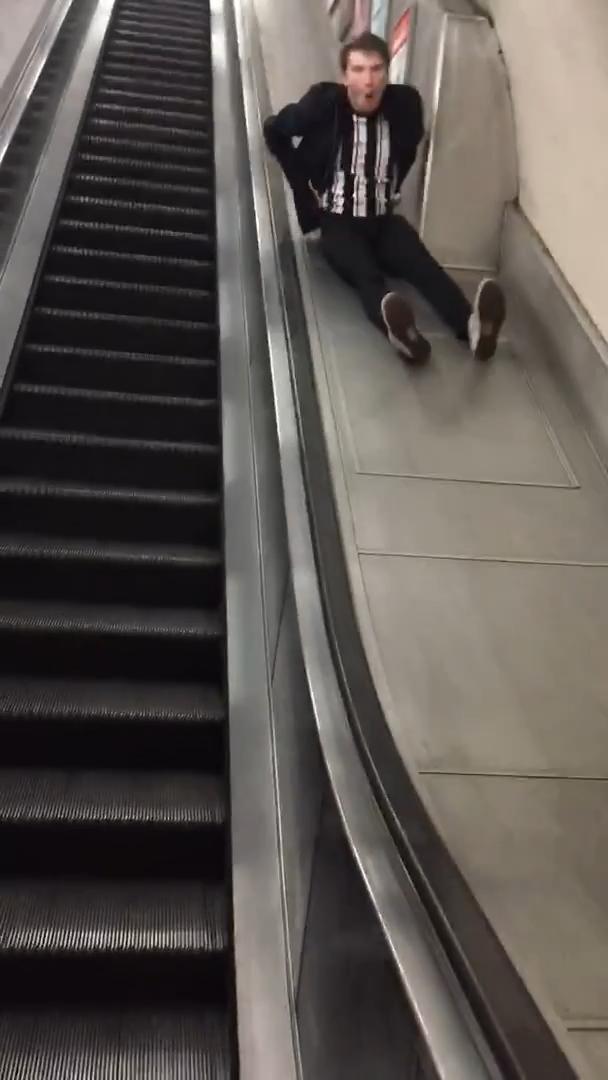 Guy Falls Down Stairs While Trying to Hang on Ledge Above Staircase Jukin Media Inc