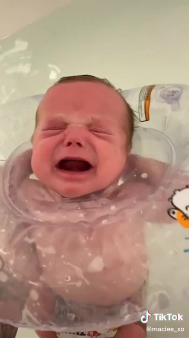 Baby With Head Amidst Floater Sleeps While Floating in Bathtub Jukin