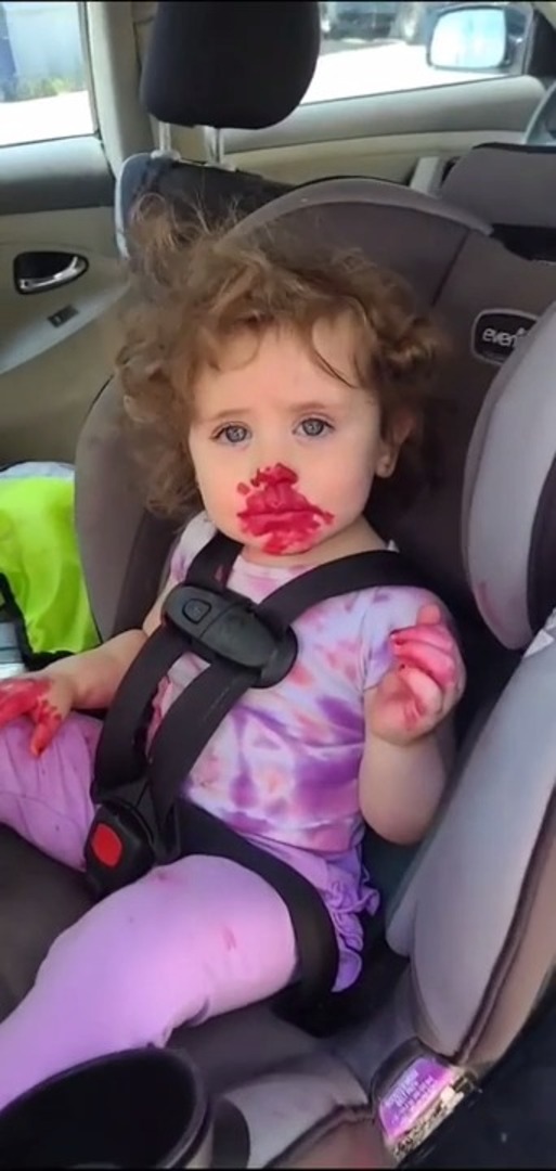 Toddler Sitting in Backseat of Car Makes Mess by Smearing Lipstick All ...
