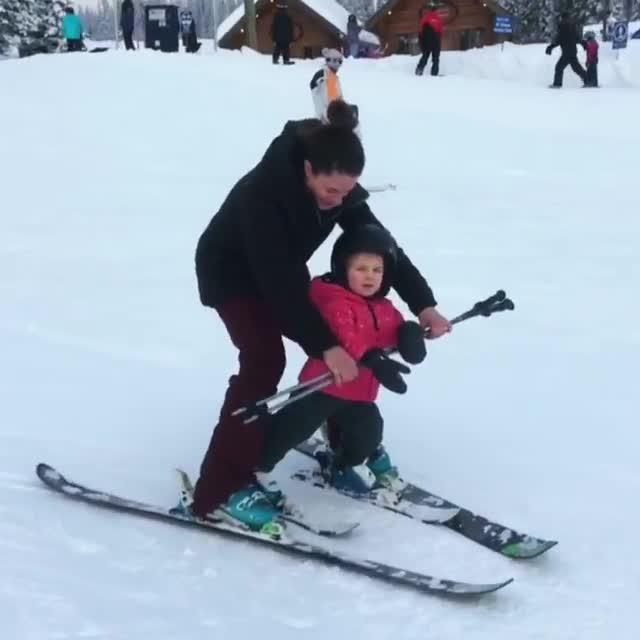 Toddler Skis for First Time With Mom's Help Jukin Licensing