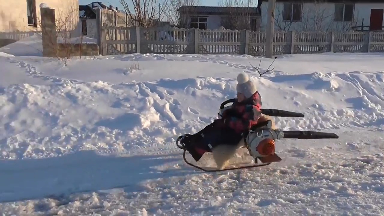 Leaf Blower Powered Turbo Snow Sled Jukin Licensing