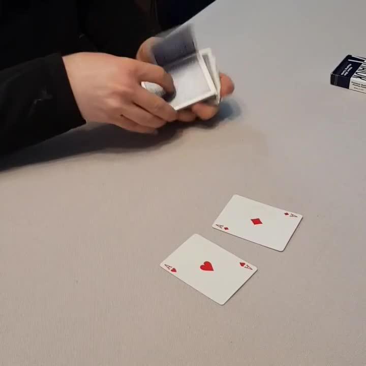 Guy Does Magic Trick by Shuffling Deck of Cards and Pulling all Aces out One by One Jukin