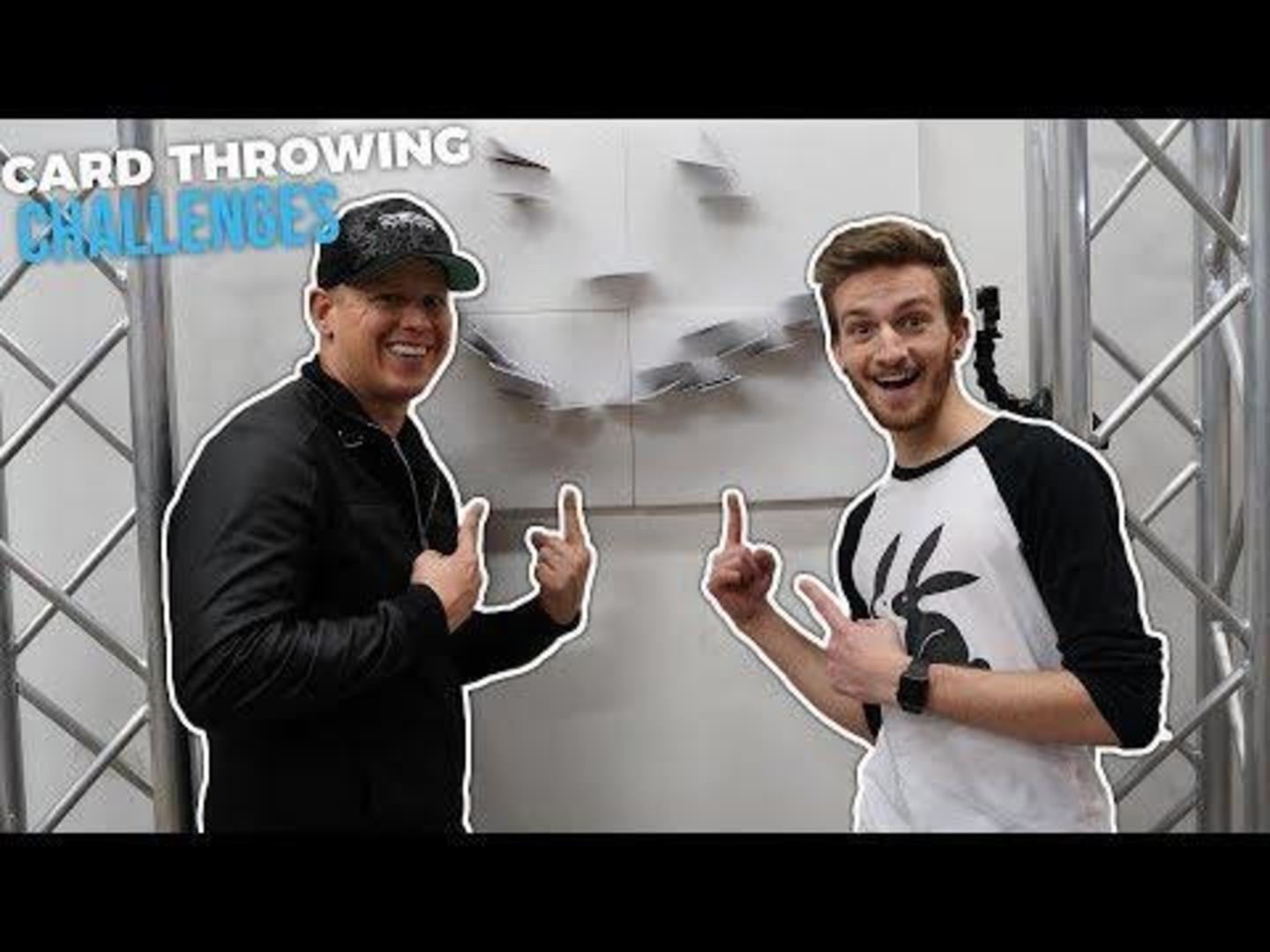 Magician Competes With Card Thrower at Card Throwing Trickshot