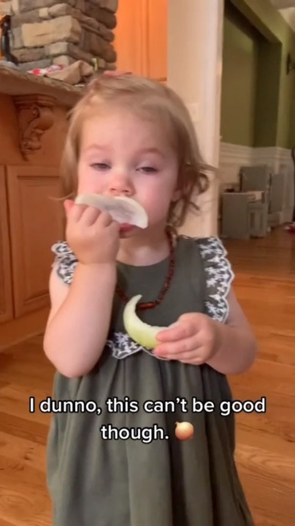 Toddler Eats Raw Onions Even When it Makes her Eyes Water Jukin Licensing