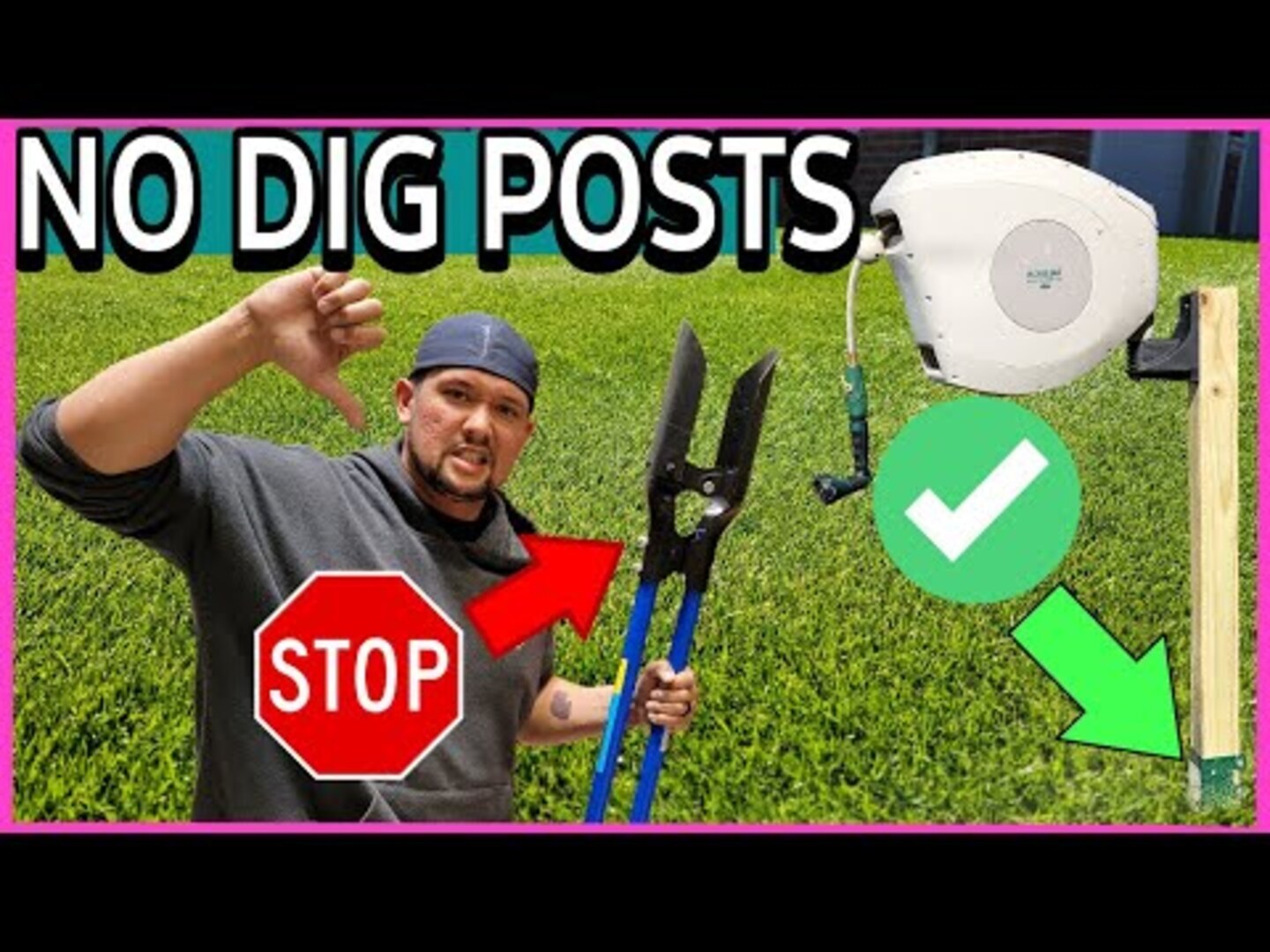 Guy Uses a Post Support To Secure Post With Garden Hose Jukin Licensing