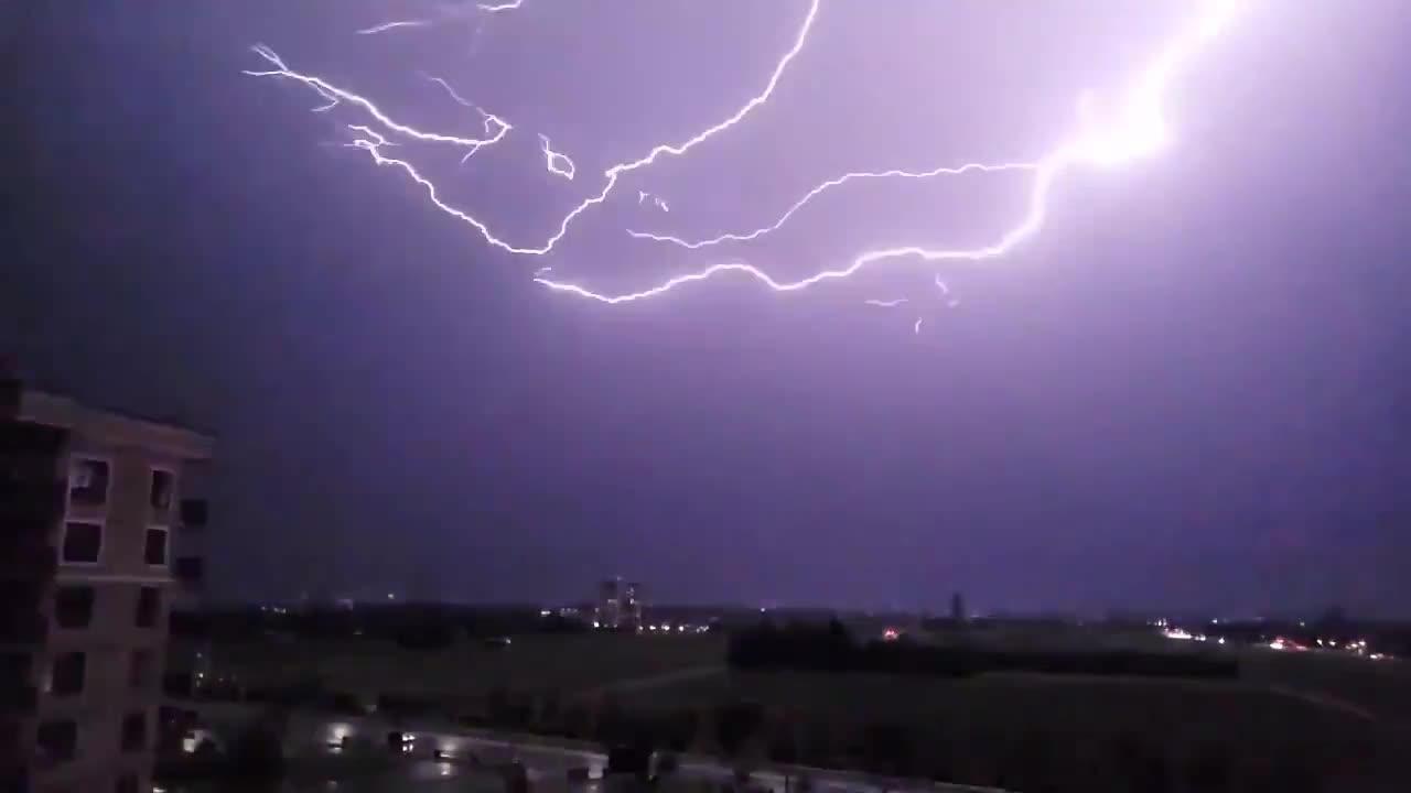 Brilliant Lightning Bolt Flashes Across Night Sky Jukin Licensing