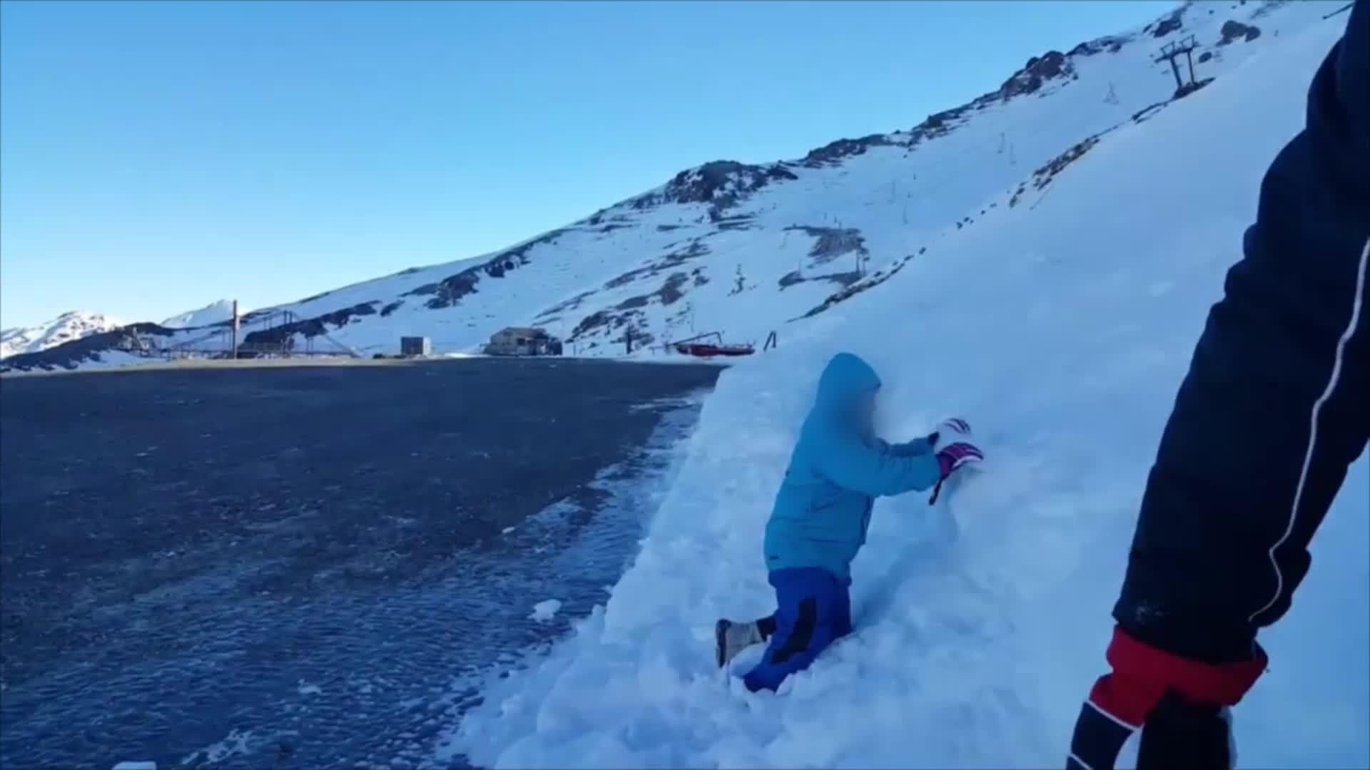 Girl Falls on Ice Twice Trying to Throw Snowball Jukin Licensing