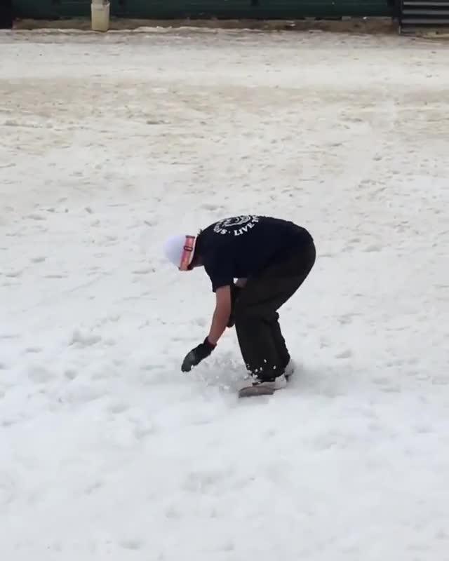 Snowboarder Does Spin Jump on Skateboard Without Wheels Jukin Licensing