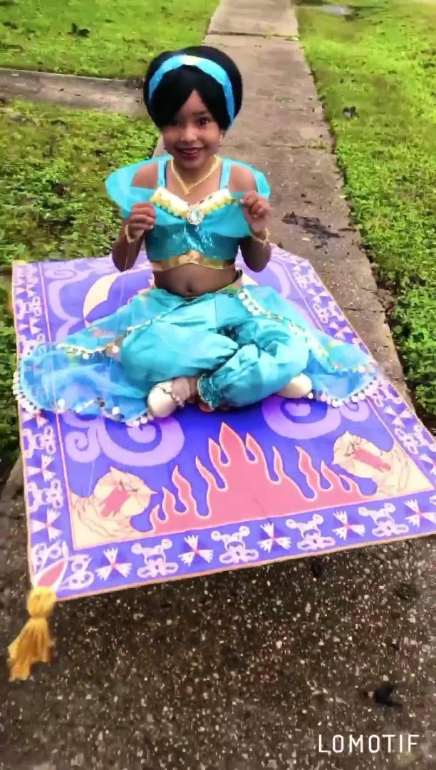 Little Girl Dressed as Famous Fairy Tale Princess Floats in Air on