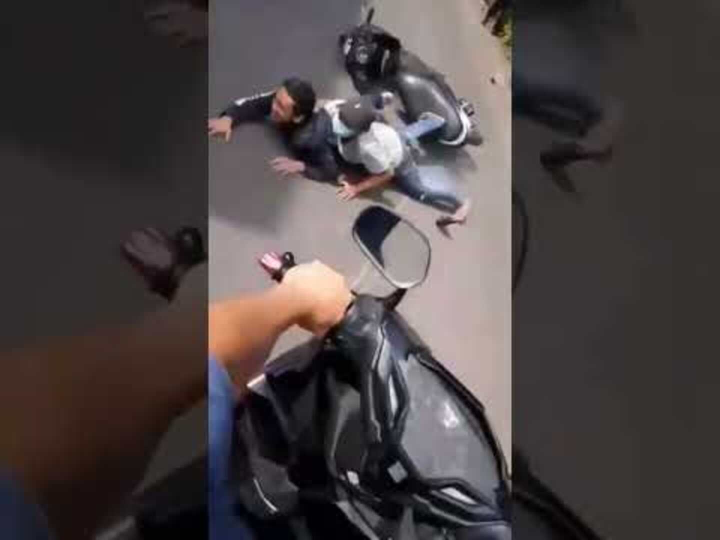 Motorcycle Rider Slips and Crashes Into Middle of the Road Jukin