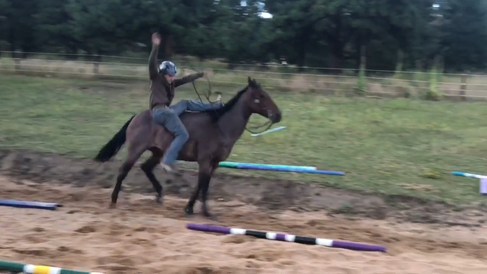Guy Falls Off Horse's Back While Horse Riding Jukin Licensing