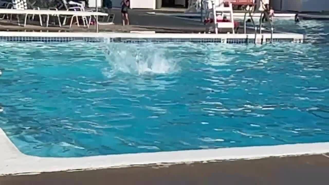 Kid Slams Head on Diving Board While Attempting Backflip in Pool
