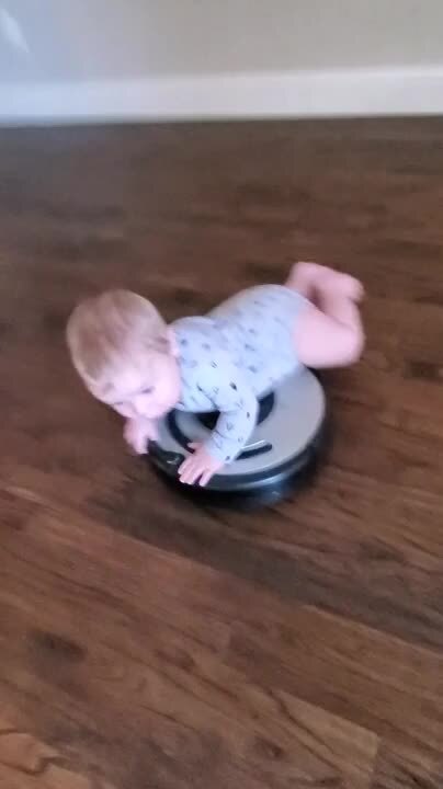Baby's First Ride on a Robot Vacuum! | Jukin Licensing